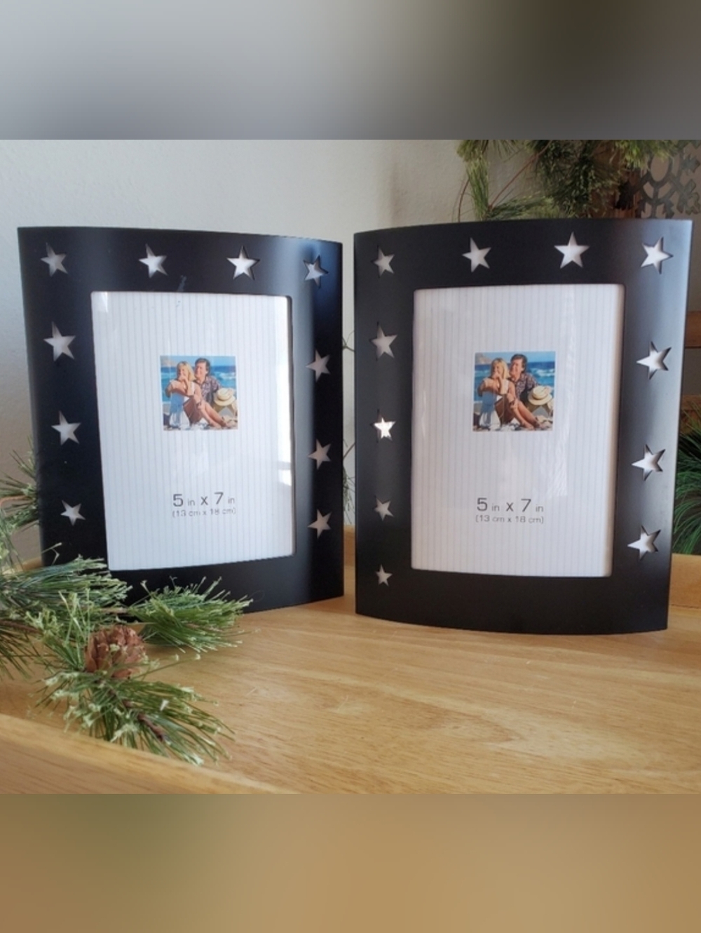 Matte Black Curved Metal 5x7 Frames Set Celestial Star Americana